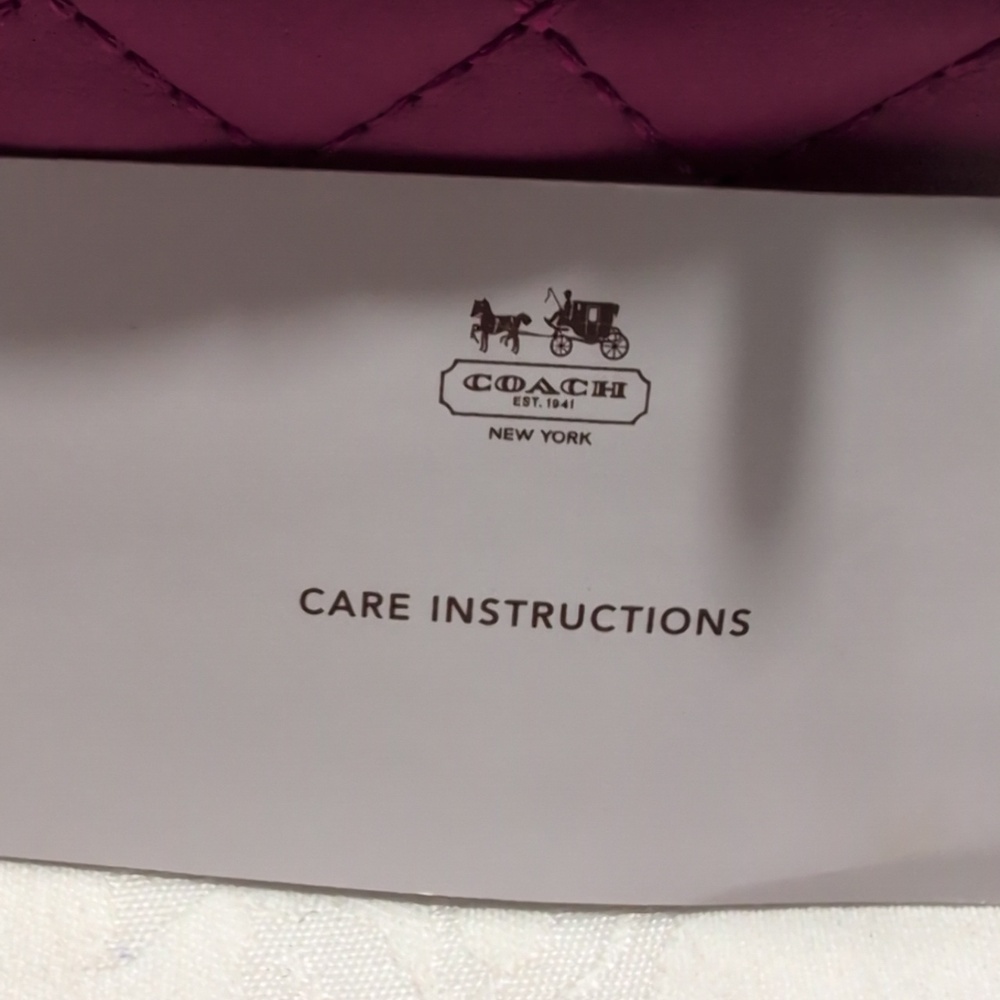 Coach Park Mini Quilted Colorblock In Navy Suede, Wine/ Pink Leather Purse - Picture 17 of 17